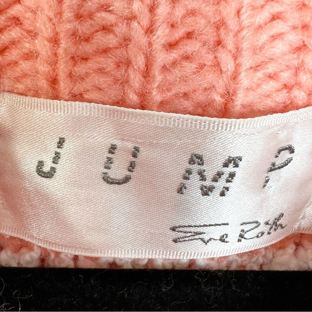 Vintage coral white chunky knit oversized crew neck pullover sweater L