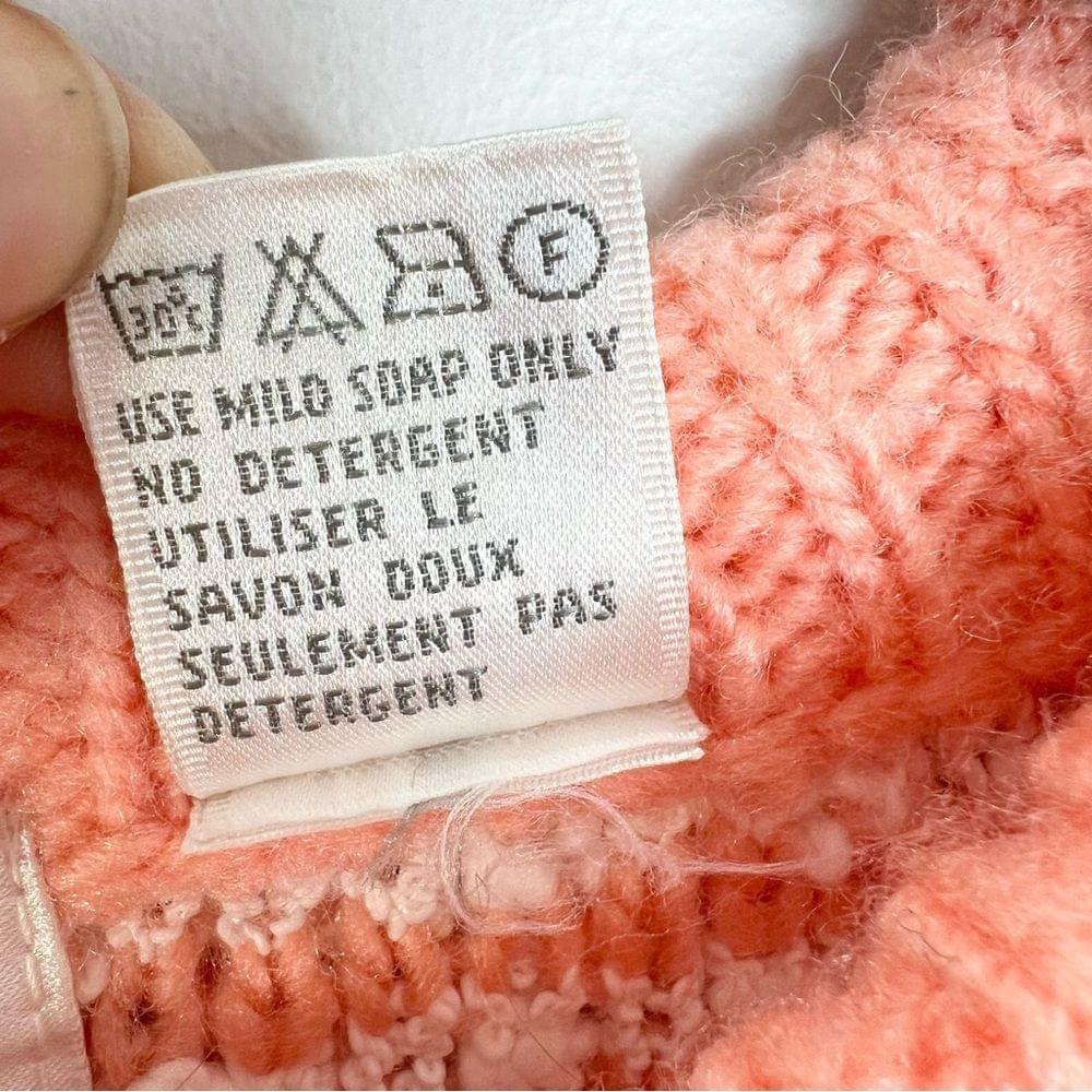 Vintage coral white chunky knit oversized crew neck pullover sweater L