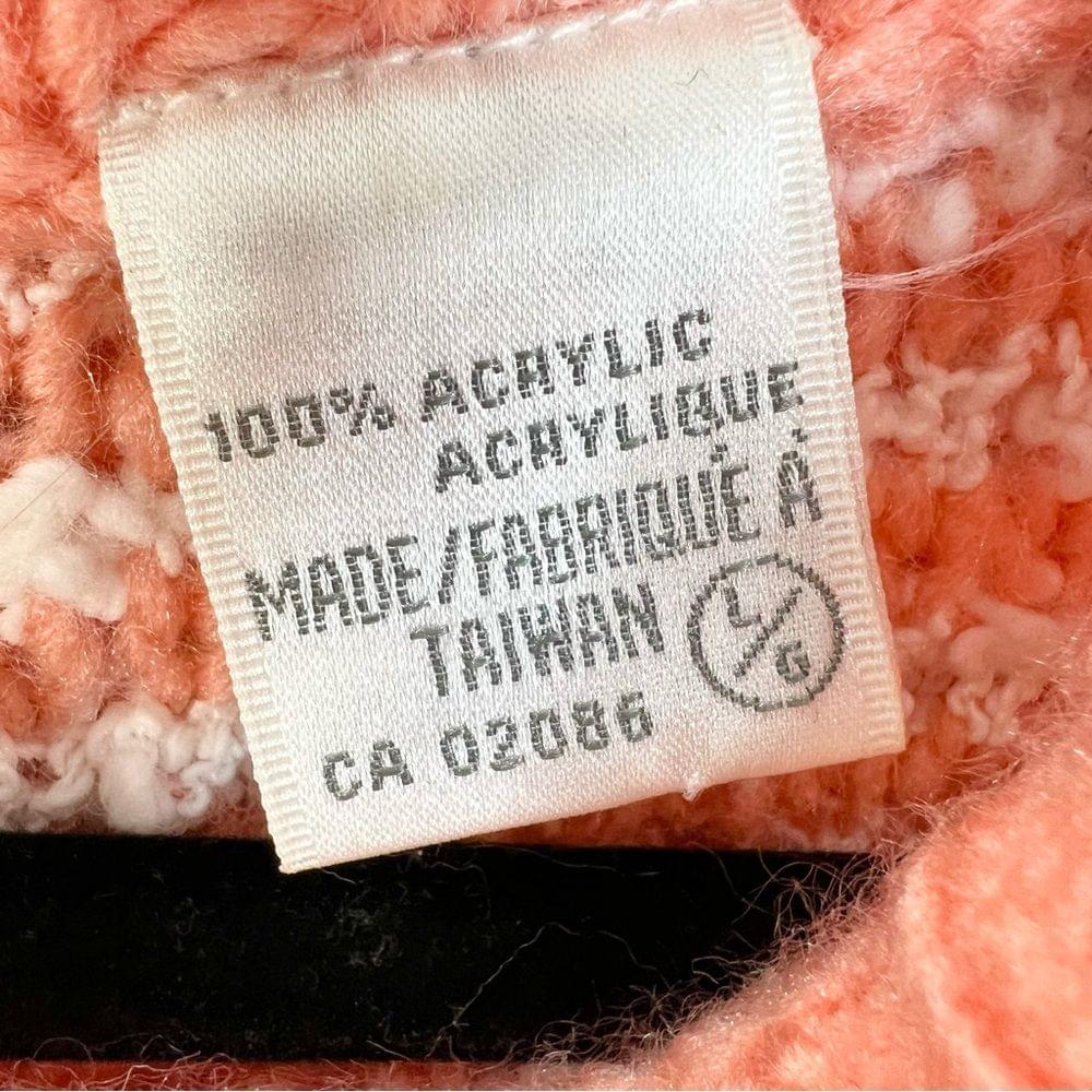 Vintage coral white chunky knit oversized crew neck pullover sweater L