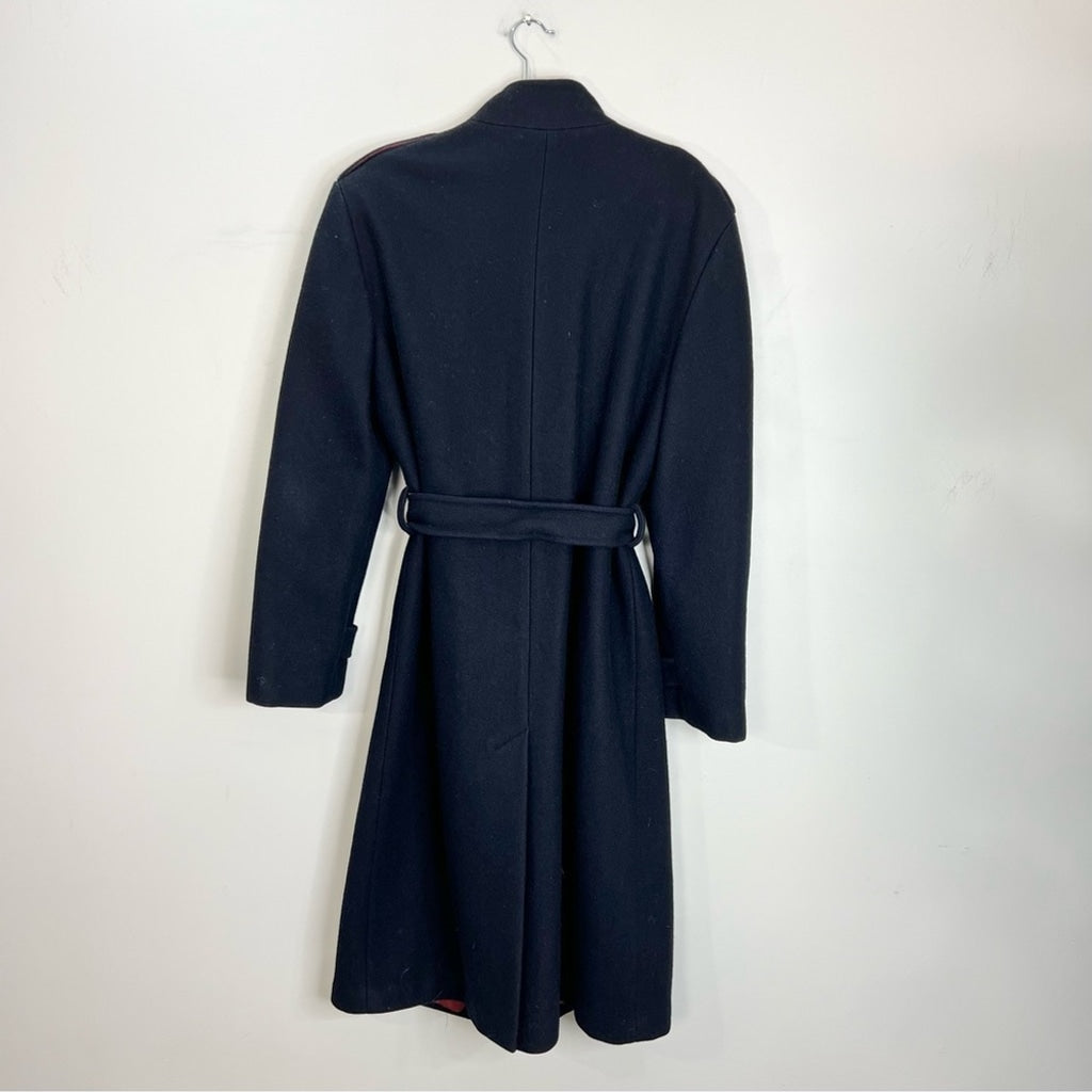 Vintage Creations Dash Canada dark blue belted wool trench coat 42