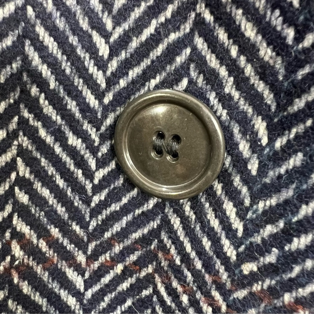 Vintage blue white tailored tweed lined wool over coat