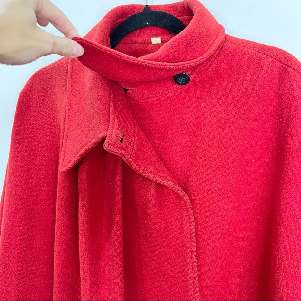 Vintage International Scene red wool dolman sleeve draped swing coat S