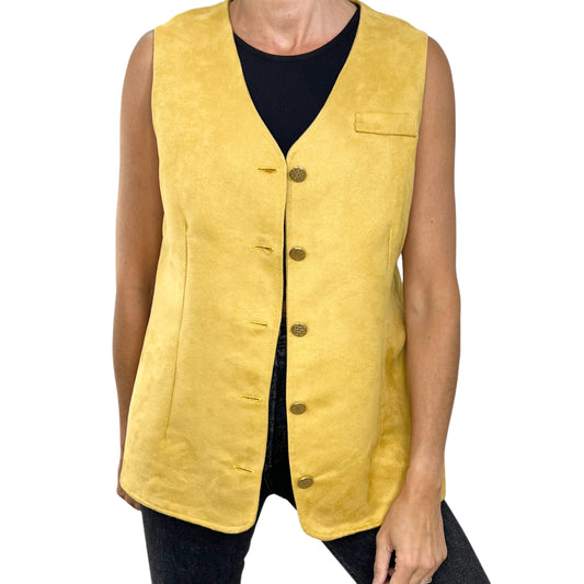 Vintage warm yellow faux suede waistcoat vest