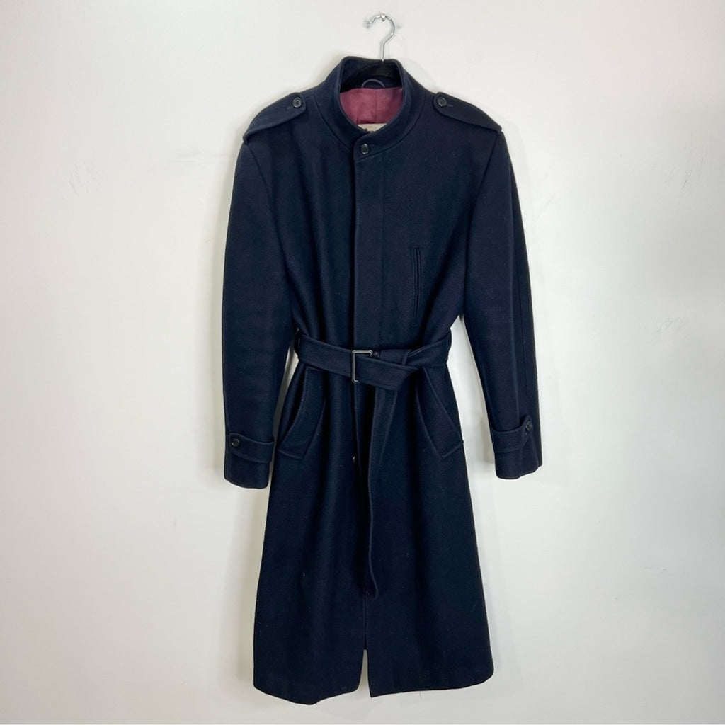 Vintage Creations Dash Canada dark blue belted wool trench coat 42