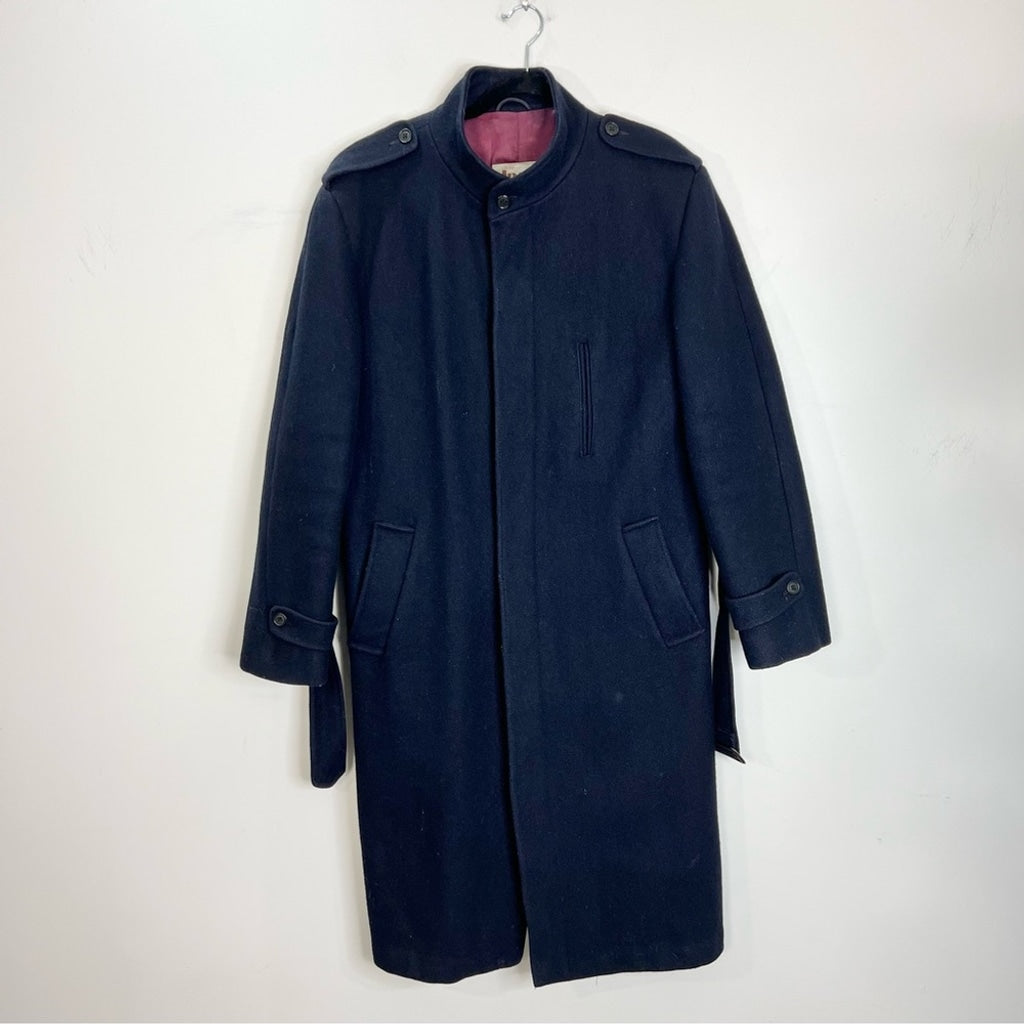 Vintage Creations Dash Canada dark blue belted wool trench coat 42