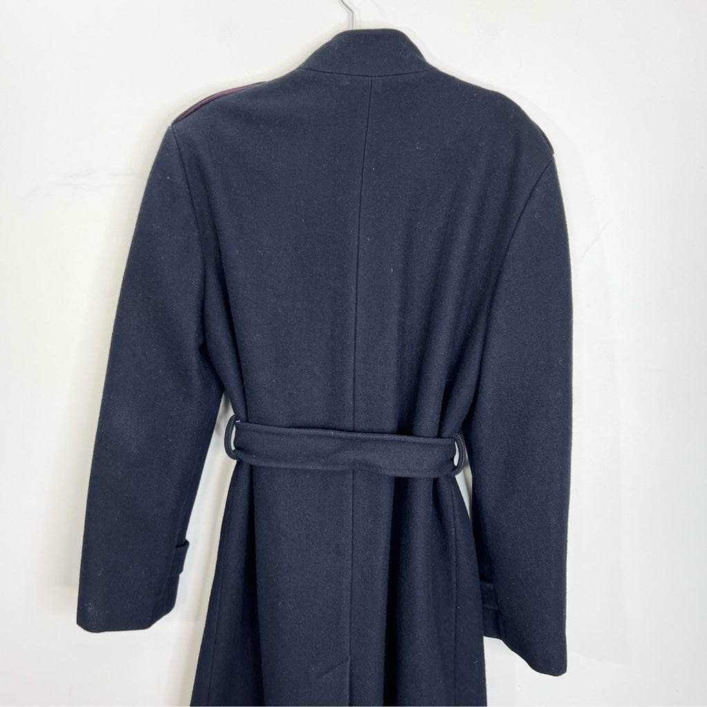 Vintage Creations Dash Canada dark blue belted wool trench coat 42