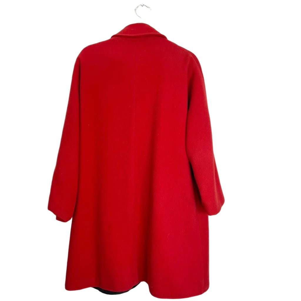 Vintage International Scene red wool dolman sleeve draped swing coat S